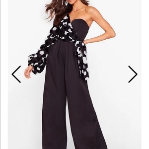 NastyGal Size US2 One Shoulder Wilde-Leg Jumpsuit